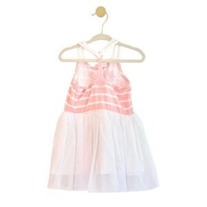 Nautical Pink & White Dress with Tulle Skirt & Anchor Detail | Girls 2T